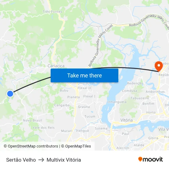 Sertão Velho to Multivix Vitória map