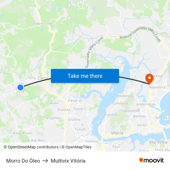 Morro Do Óleo to Multivix Vitória map