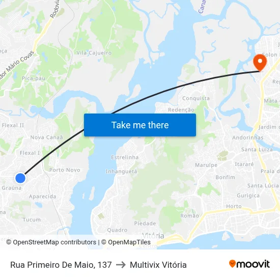 Rua Primeiro De Maio, 137 to Multivix Vitória map