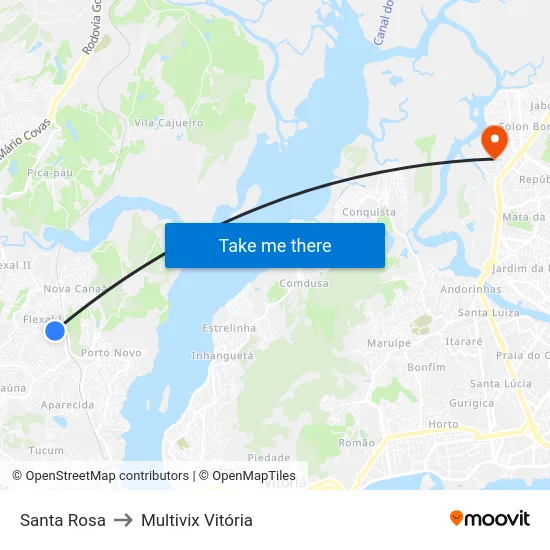 Santa Rosa to Multivix Vitória map