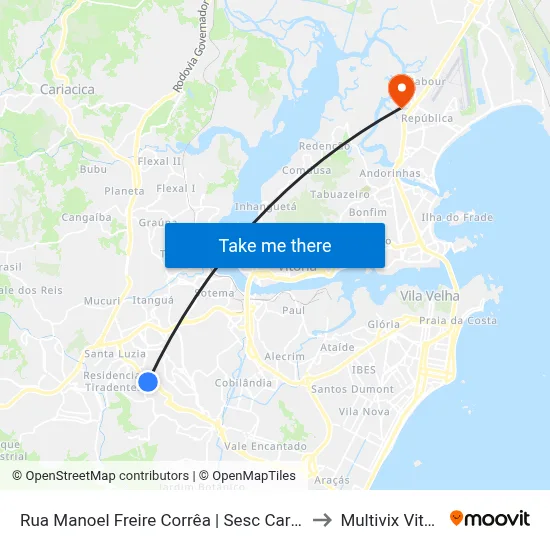 Rua Manoel Freire Corrêa | Sesc Cariacica to Multivix Vitória map