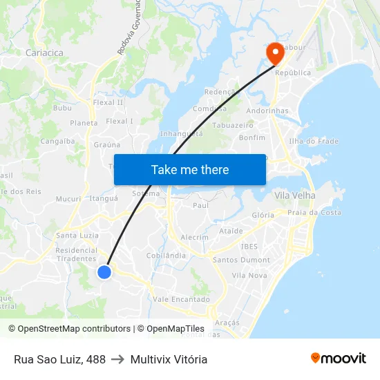 Rua Sao Luiz, 488 to Multivix Vitória map