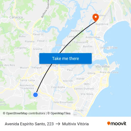 Avenida Espírito Santo, 223 to Multivix Vitória map
