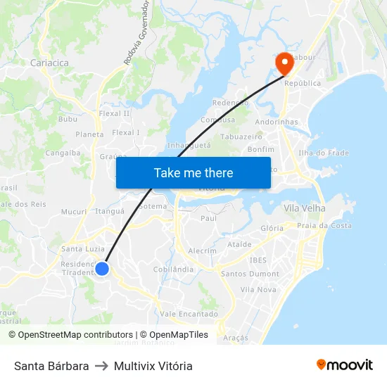 Santa Bárbara to Multivix Vitória map