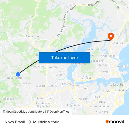 Novo Brasil to Multivix Vitória map