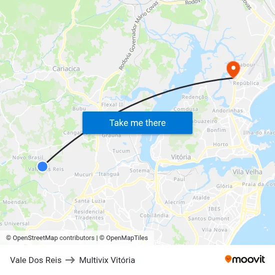 Vale Dos Reis to Multivix Vitória map