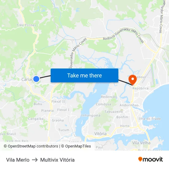 Vila Merlo to Multivix Vitória map