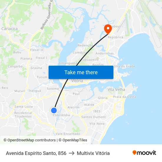 Avenida Espírito Santo, 856 to Multivix Vitória map