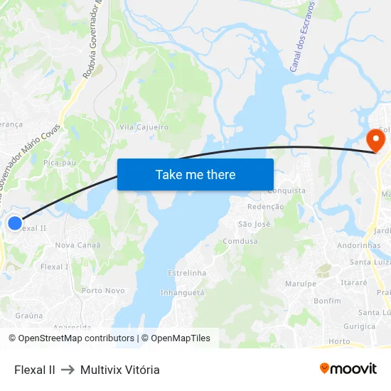 Flexal II to Multivix Vitória map