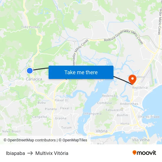 Ibiapaba to Multivix Vitória map