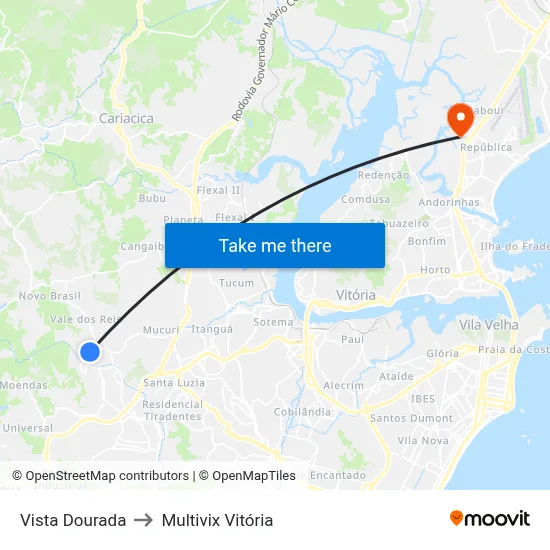 Vista Dourada to Multivix Vitória map