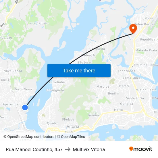 Rua Manoel Coutinho, 457 to Multivix Vitória map
