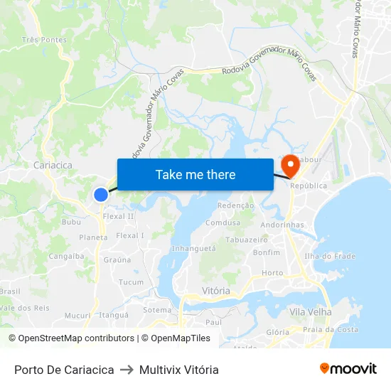 Porto De Cariacica to Multivix Vitória map