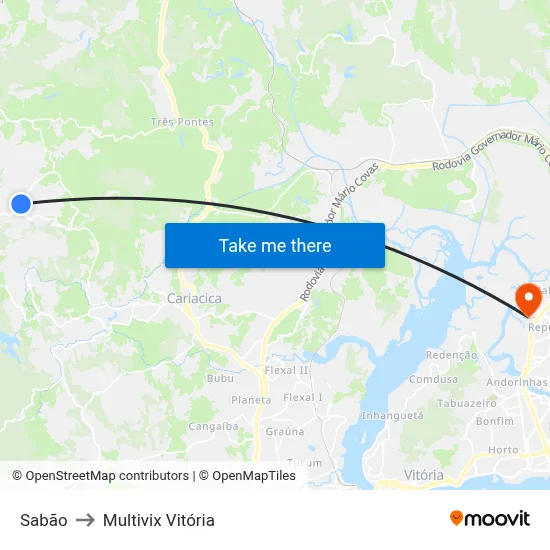 Sabão to Multivix Vitória map