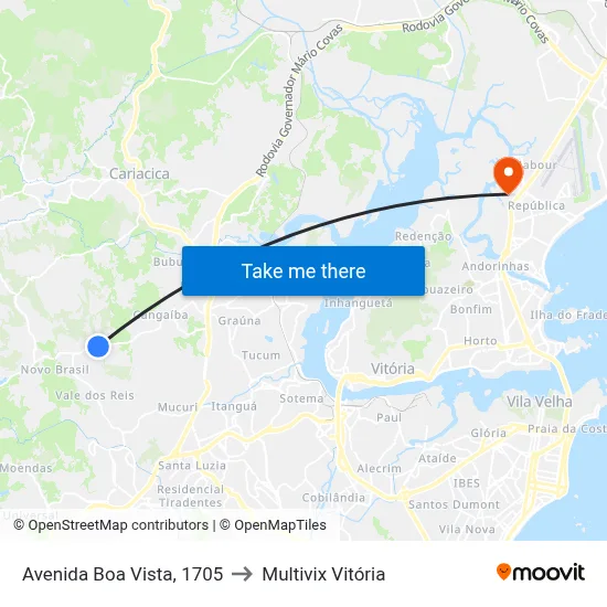 Avenida Boa Vista, 1705 to Multivix Vitória map