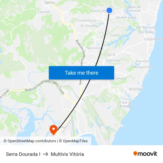 Serra Dourada I to Multivix Vitória map