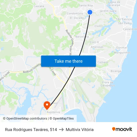 Rua Rodrigues Taváres, 514 to Multivix Vitória map