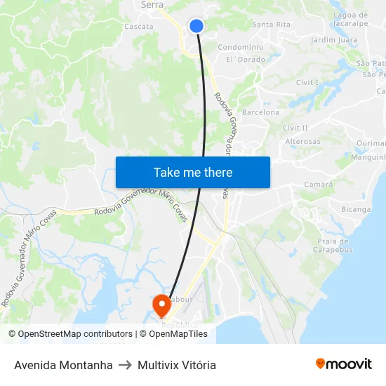 Avenida Montanha to Multivix Vitória map