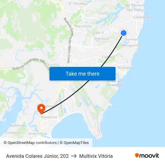 Avenida Colares Júnior, 202 to Multivix Vitória map