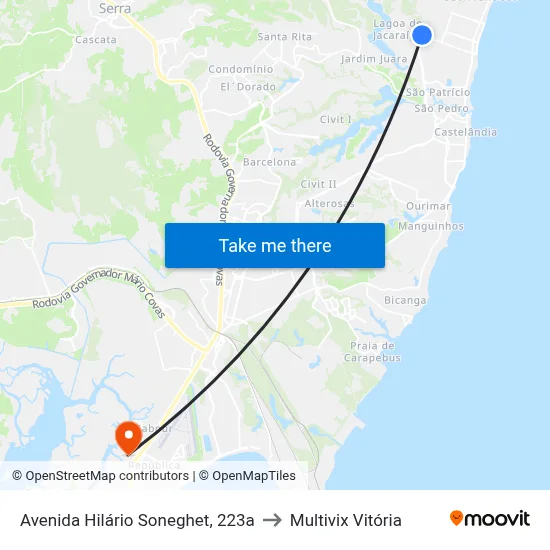 Avenida Hilário Soneghet, 223a to Multivix Vitória map