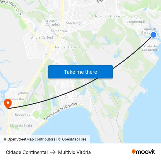 Cidade Continental to Multivix Vitória map