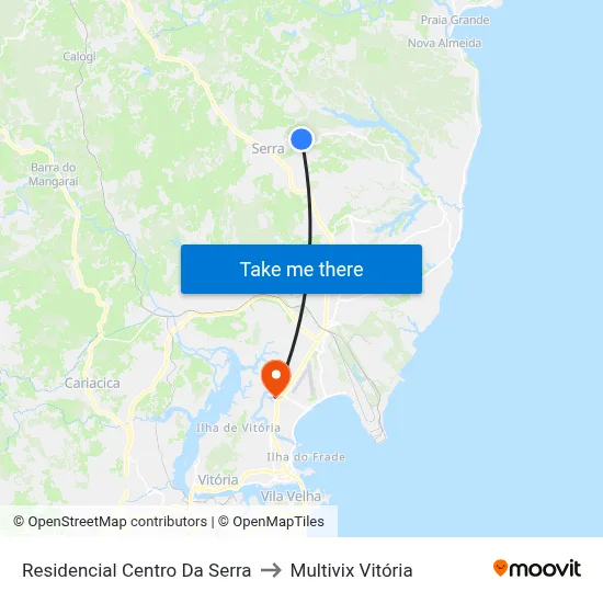 Residencial Centro Da Serra to Multivix Vitória map