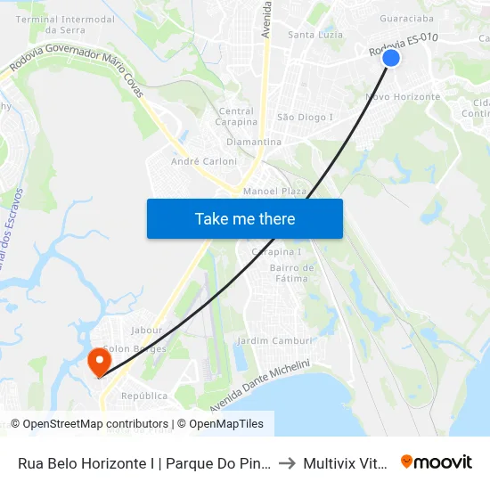 Rua Belo Horizonte I | Parque Do Pinhos 2 to Multivix Vitória map