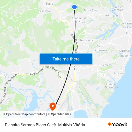 Planalto Serrano Bloco C to Multivix Vitória map