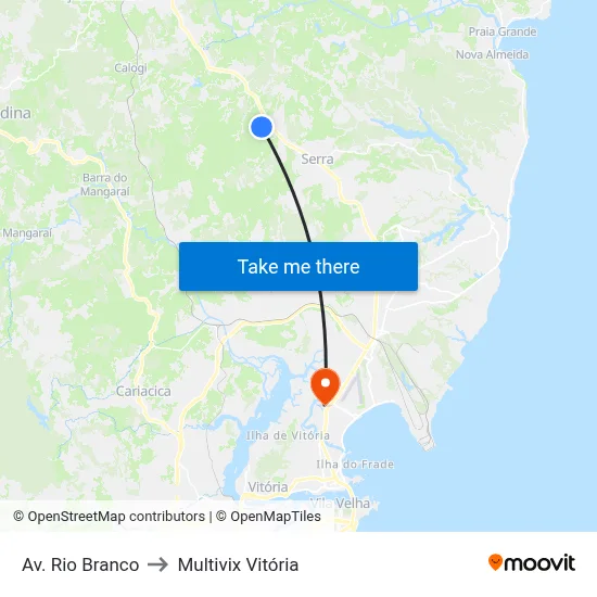 Av. Rio Branco to Multivix Vitória map