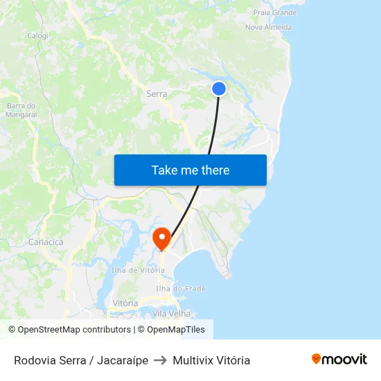 Rodovia Serra / Jacaraípe to Multivix Vitória map