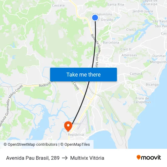 Avenida Pau Brasil, 289 to Multivix Vitória map