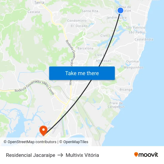 Residencial Jacaraípe to Multivix Vitória map