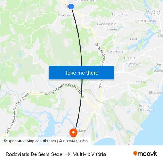 Rodoviária De Serra Sede to Multivix Vitória map