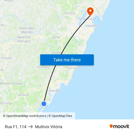 Rua F1, 114 to Multivix Vitória map