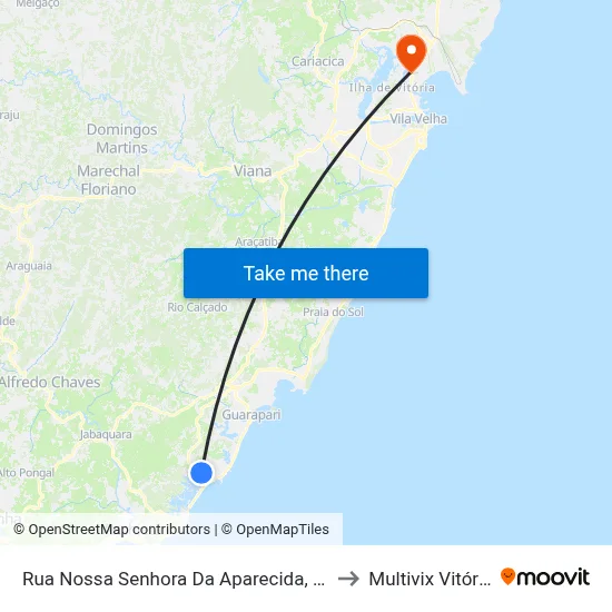 Rua Nossa Senhora Da Aparecida, 37 to Multivix Vitória map
