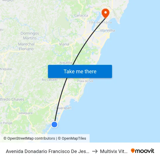 Avenida Donadario Francisco De Jesus, 121 to Multivix Vitória map