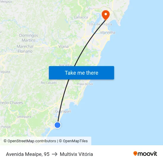 Avenida Meaípe, 95 to Multivix Vitória map