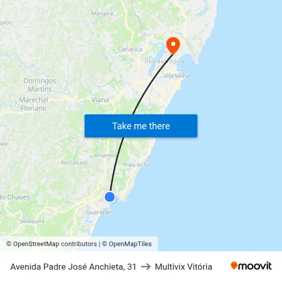 Avenida Padre José Anchieta, 31 to Multivix Vitória map
