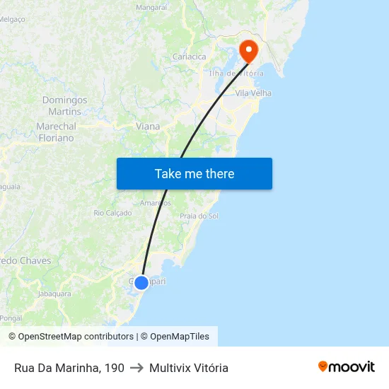 Rua Da Marinha, 190 to Multivix Vitória map