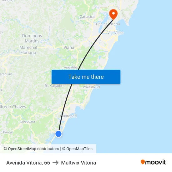 Avenida Vitoria, 66 to Multivix Vitória map