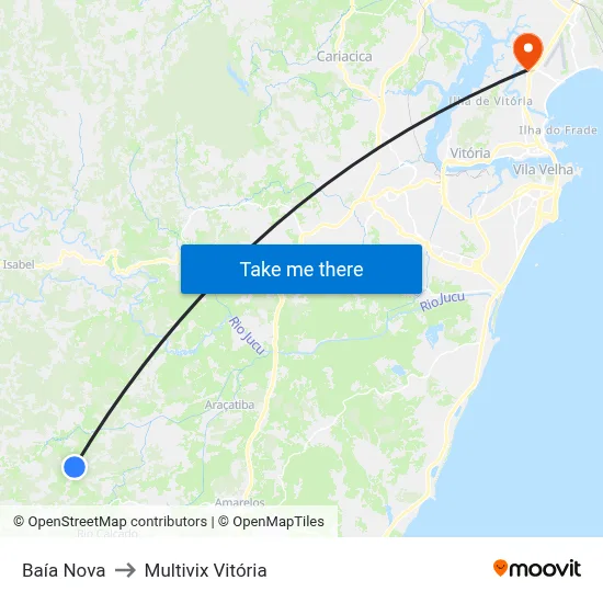 Baía Nova to Multivix Vitória map