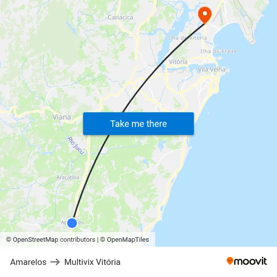 Amarelos to Multivix Vitória map