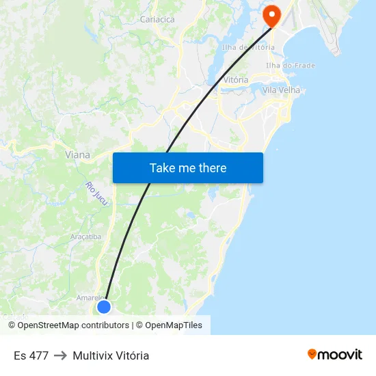 Es 477 to Multivix Vitória map