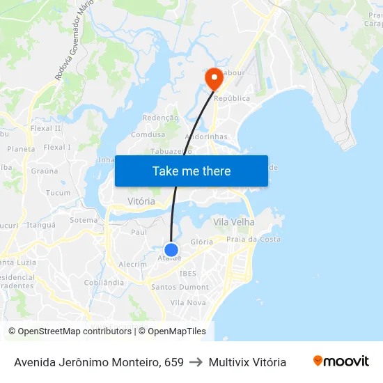 Avenida Jerônimo Monteiro, 659 to Multivix Vitória map