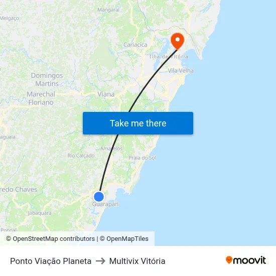 Ponto Viação Planeta to Multivix Vitória map