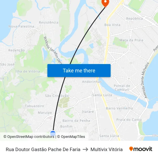Rua Doutor Gastão Pache De Faria to Multivix Vitória map