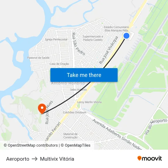 Aeroporto to Multivix Vitória map