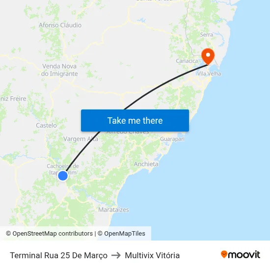 Terminal Rua 25 De Março to Multivix Vitória map