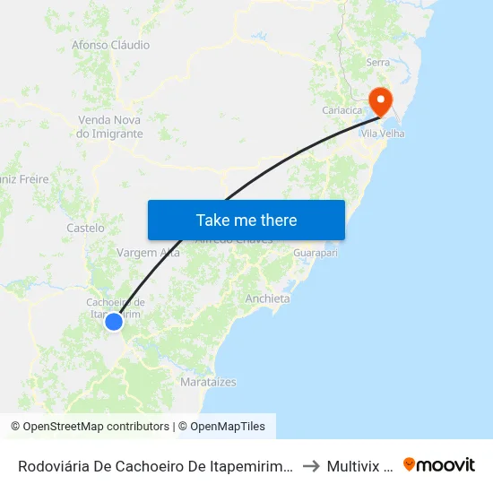 Rodoviária De Cachoeiro De Itapemirim (Linhas Municipais) to Multivix Vitória map