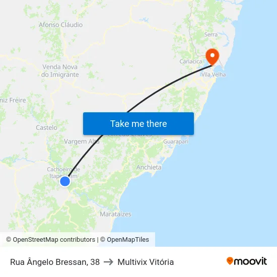 Rua Ângelo Bressan, 38 to Multivix Vitória map